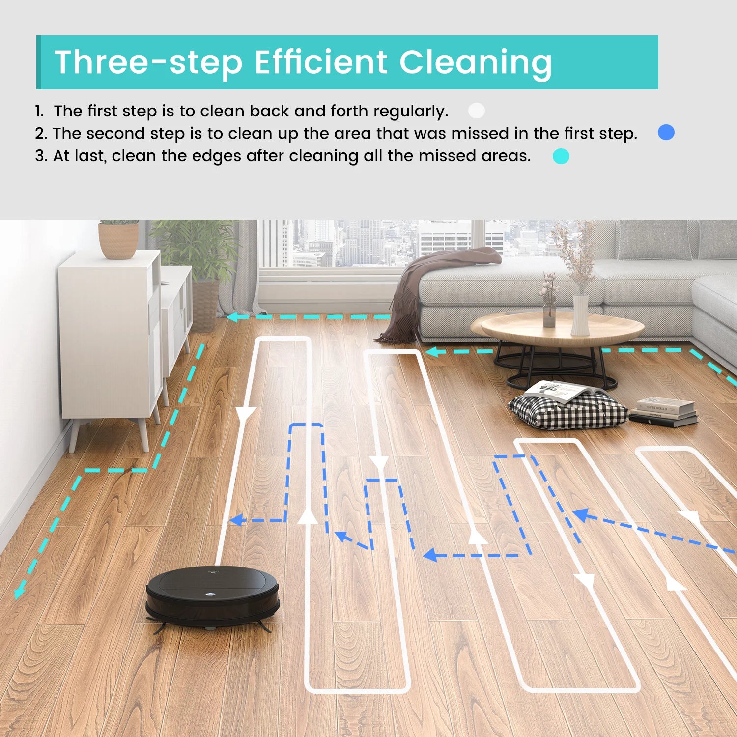 M213 Robot Vacuum Cleaner and Mop - 6D Collision Sensor, Long Runtime, for Pet Hair and Hard Floors