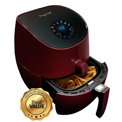 3.5 Quart Airfryer and Multicooker with 7 Pre-Programmed Settings in Burgundy